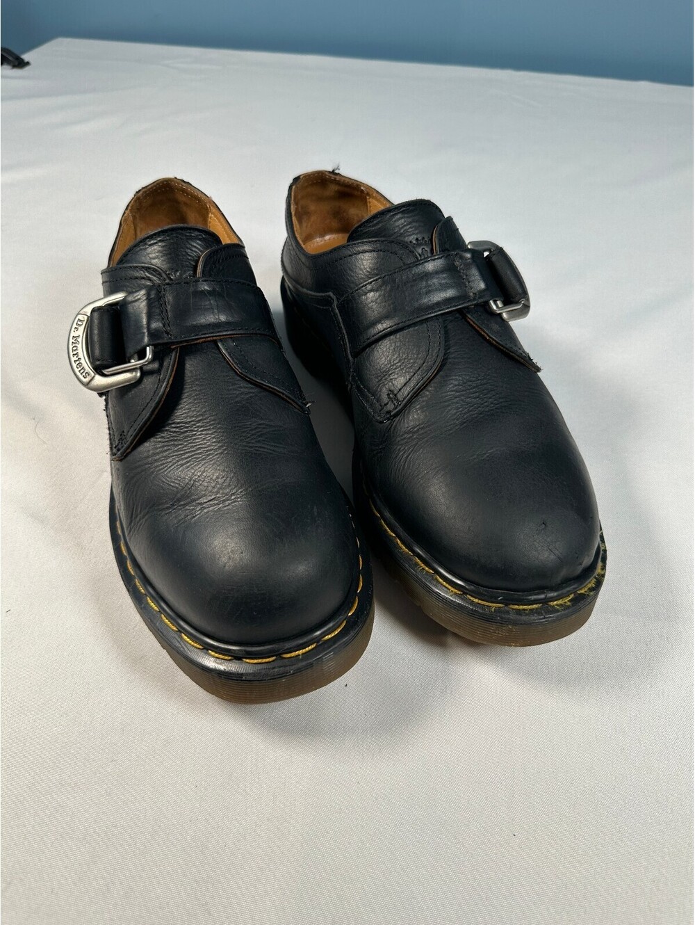 Vtg Dr Martens 8314 Made in England Black Leather Monk Strap Shoes Men 10 AW004